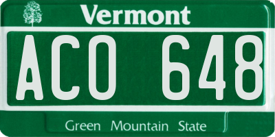 VT license plate ACO648