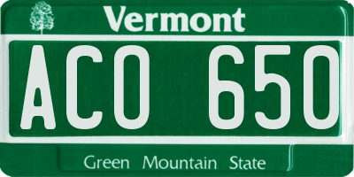 VT license plate ACO650