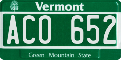 VT license plate ACO652