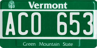 VT license plate ACO653