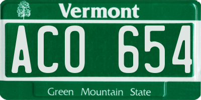 VT license plate ACO654