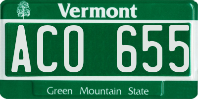 VT license plate ACO655