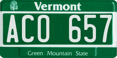 VT license plate ACO657