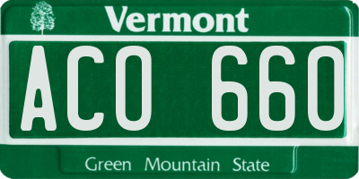 VT license plate ACO660