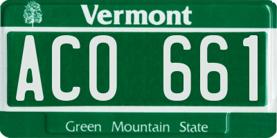 VT license plate ACO661