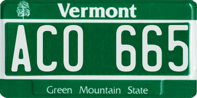VT license plate ACO665