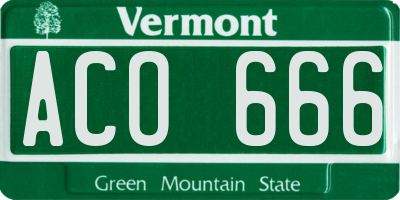 VT license plate ACO666