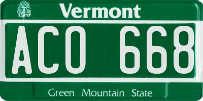 VT license plate ACO668