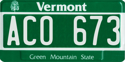 VT license plate ACO673