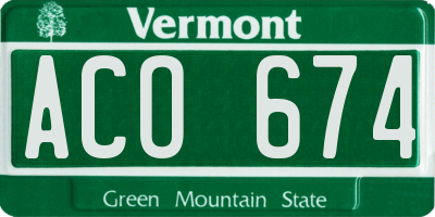 VT license plate ACO674