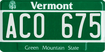 VT license plate ACO675