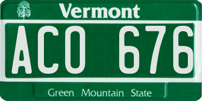 VT license plate ACO676