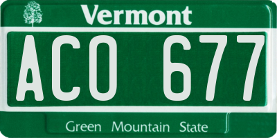 VT license plate ACO677