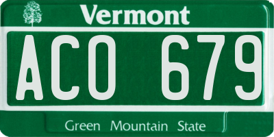VT license plate ACO679