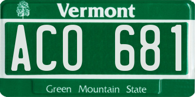 VT license plate ACO681