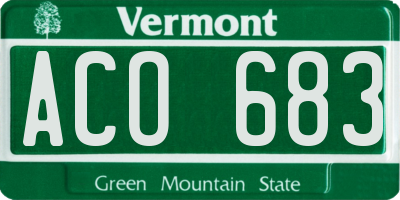 VT license plate ACO683