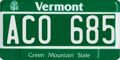 VT license plate ACO685