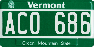 VT license plate ACO686