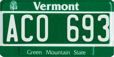 VT license plate ACO693