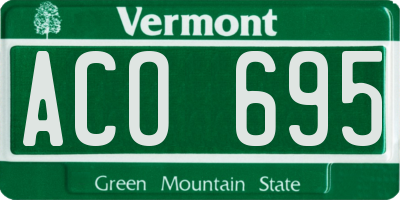 VT license plate ACO695