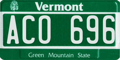VT license plate ACO696