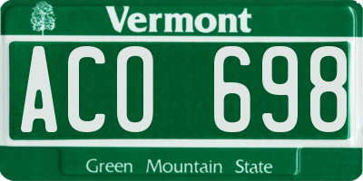 VT license plate ACO698