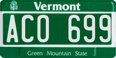 VT license plate ACO699