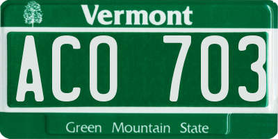 VT license plate ACO703