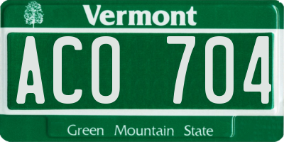 VT license plate ACO704