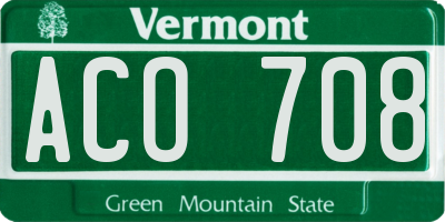 VT license plate ACO708