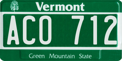 VT license plate ACO712