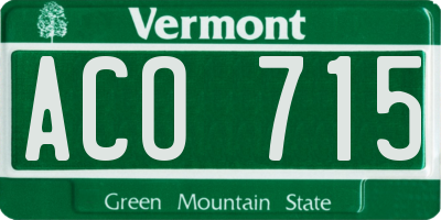 VT license plate ACO715