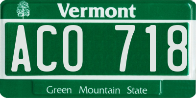 VT license plate ACO718