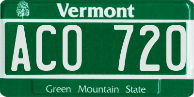 VT license plate ACO720