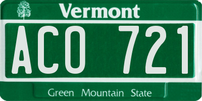 VT license plate ACO721