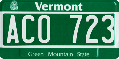 VT license plate ACO723