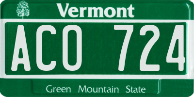 VT license plate ACO724