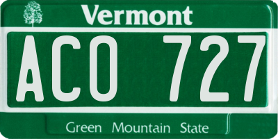 VT license plate ACO727