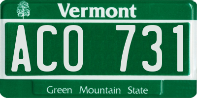 VT license plate ACO731