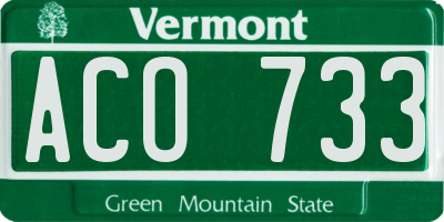 VT license plate ACO733