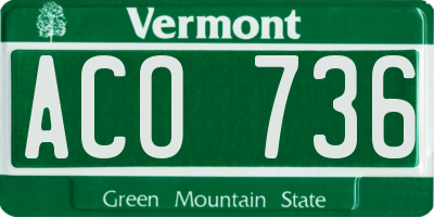 VT license plate ACO736