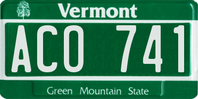 VT license plate ACO741