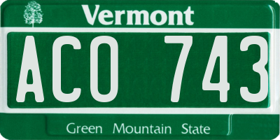 VT license plate ACO743