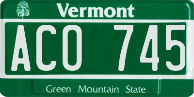 VT license plate ACO745