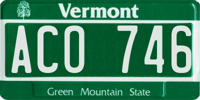 VT license plate ACO746