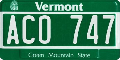 VT license plate ACO747