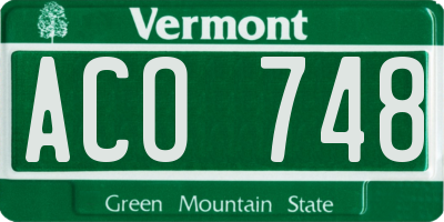 VT license plate ACO748
