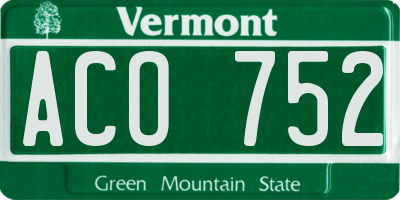 VT license plate ACO752