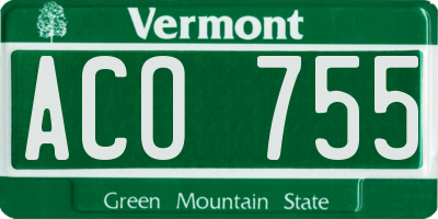 VT license plate ACO755