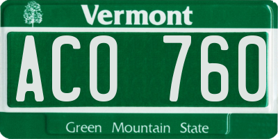 VT license plate ACO760